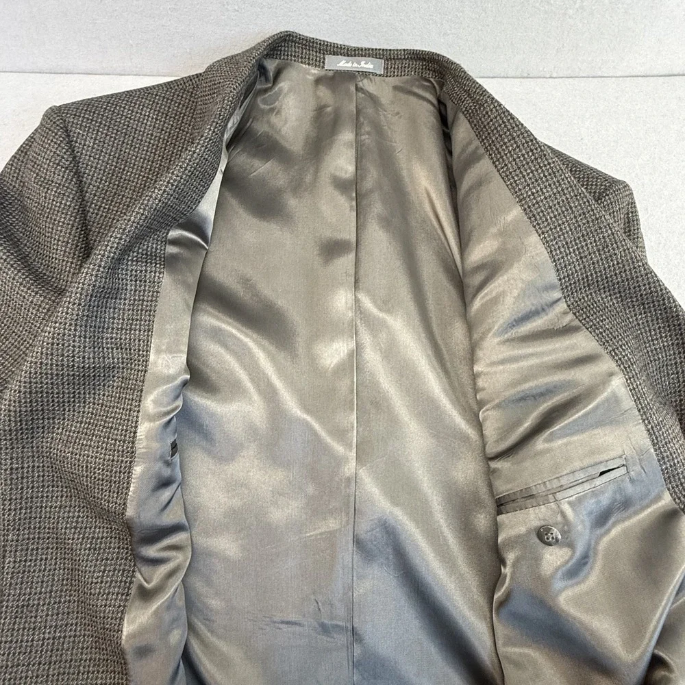 Oscar de la Renta Blazer Mens 44R 100% Lambswool Sport Coat Houndstooth Jacket‎